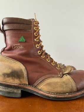 Gorilla Brown Leather Steel Toe Work Boots | US 9